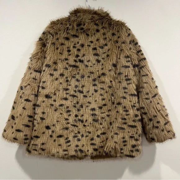 PLT Cheetah Faux Fur Midi Coat Size M NWT - Picture 3 of 6